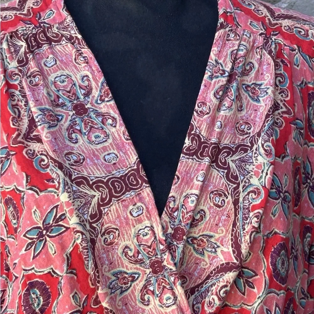 Free People Falling For You Top Medium Faux Wrap Hibiscus‎ Combo Excellent - Picture 4 of 12
